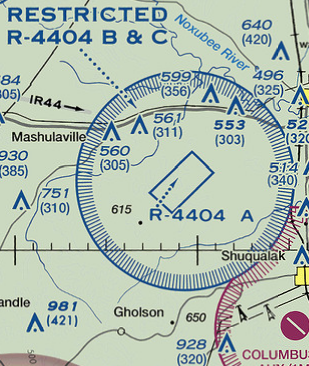 Restricted airspace depiction