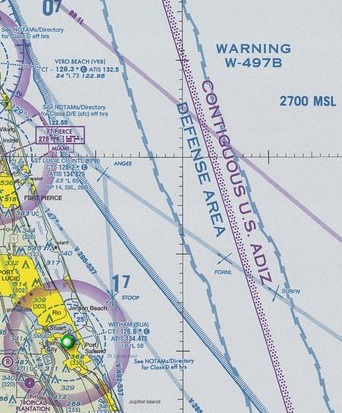 Warning area depiction